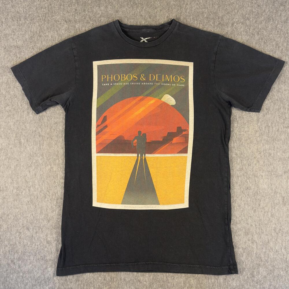 SpaceX Shirt Mens Small Black Phobos Deimos Mars Moons Travel Tee T-Shirt